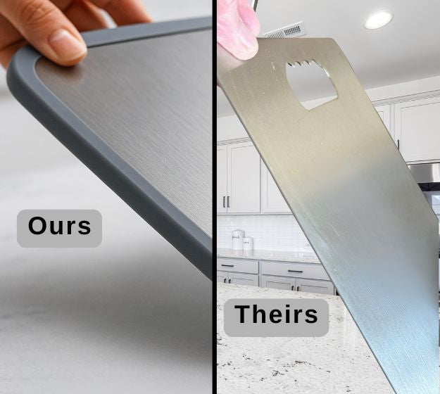 SENCHEF 100% Titanium Cutting Board with Upgraded Non-slip Silicone Safety Edge™ - Antibacterial, Plastic Free & Won't Dull Knives!