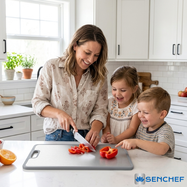SenChef™ Titanium Cutting Board with Silicone Safety Edge™ — Stable, Easy to Clean & Built for Everyday Family Use