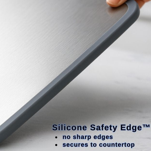 SENCHEF 100% Titanium Cutting Board with Upgraded Non-slip Silicone Safety Edge™ - Antibacterial, Plastic Free & Won't Dull Knives!